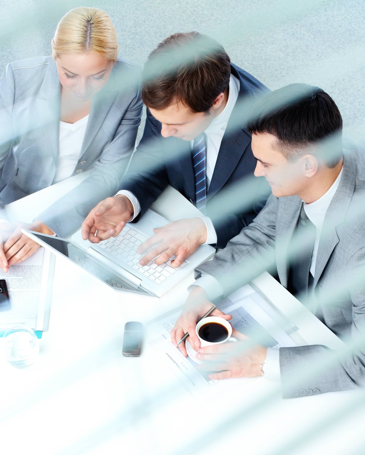 Behavioral investigation team reviewing documents in Orange County CA